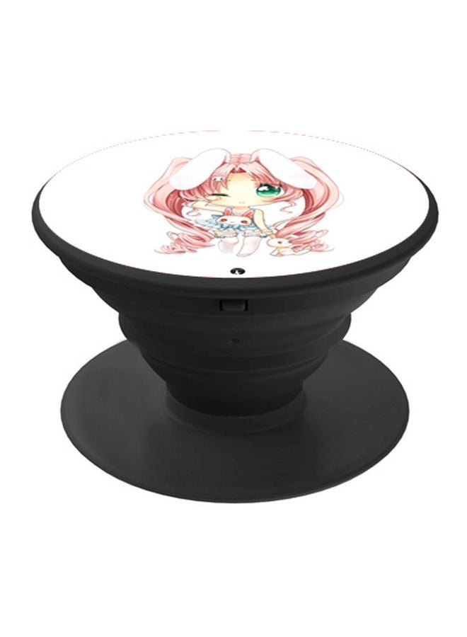 BP Anime Girl Printed Pop Socket Phone Holder White/Pink/Blue - Image 1
