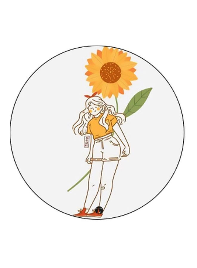 BP Cartoon Girl  Printed Pop Socket Phone Holder Yellow/White/Green - Image 2