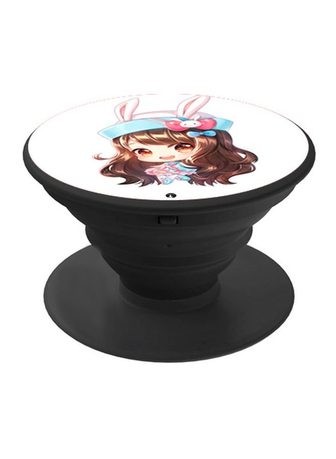 BP Anime Girl Printed Pop Socket Phone Holder White/Brown/Blue - Image 1