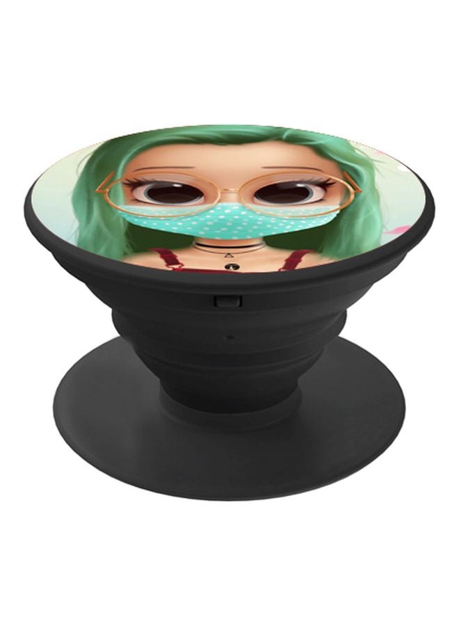 BP Cartoon Printed Pop Socket Phone Holder Green/Black/White - Image 1