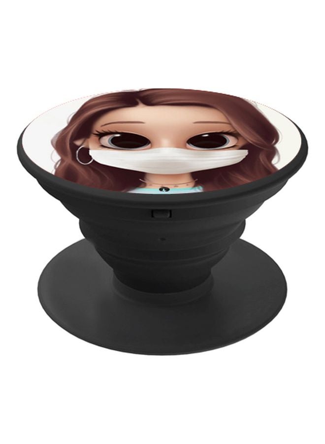 BP Cartoon Printed Pop Socket Phone Holder Brown/White/Black - Image 1