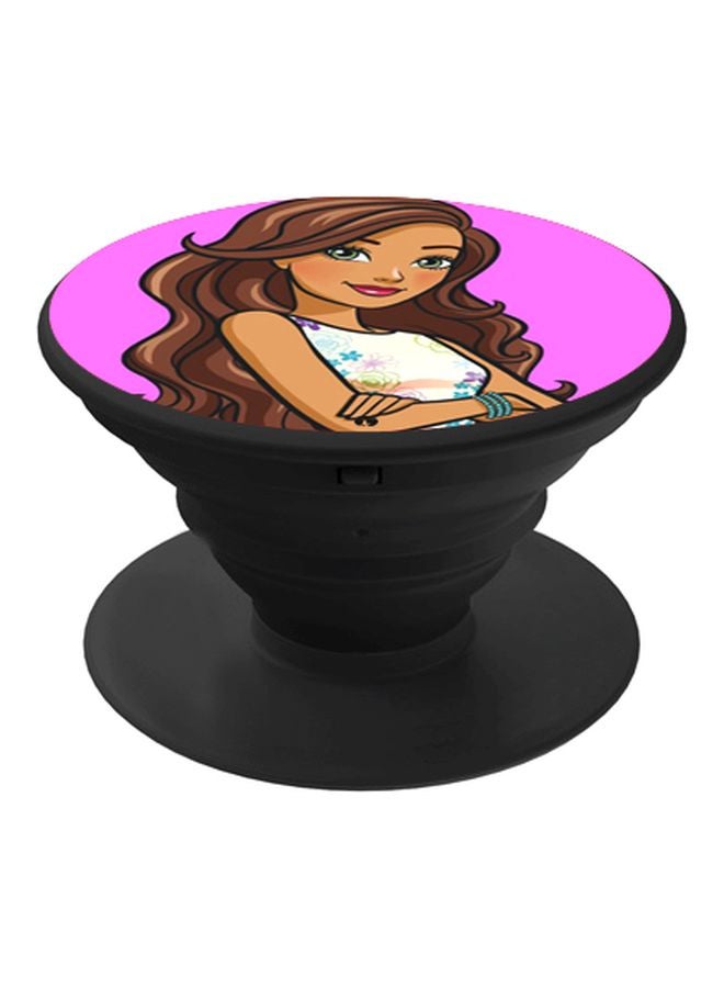 بي بي حامل هاتف بوب سوكيت بطبعة باربي وردي/ بني/ أسود - Image 1