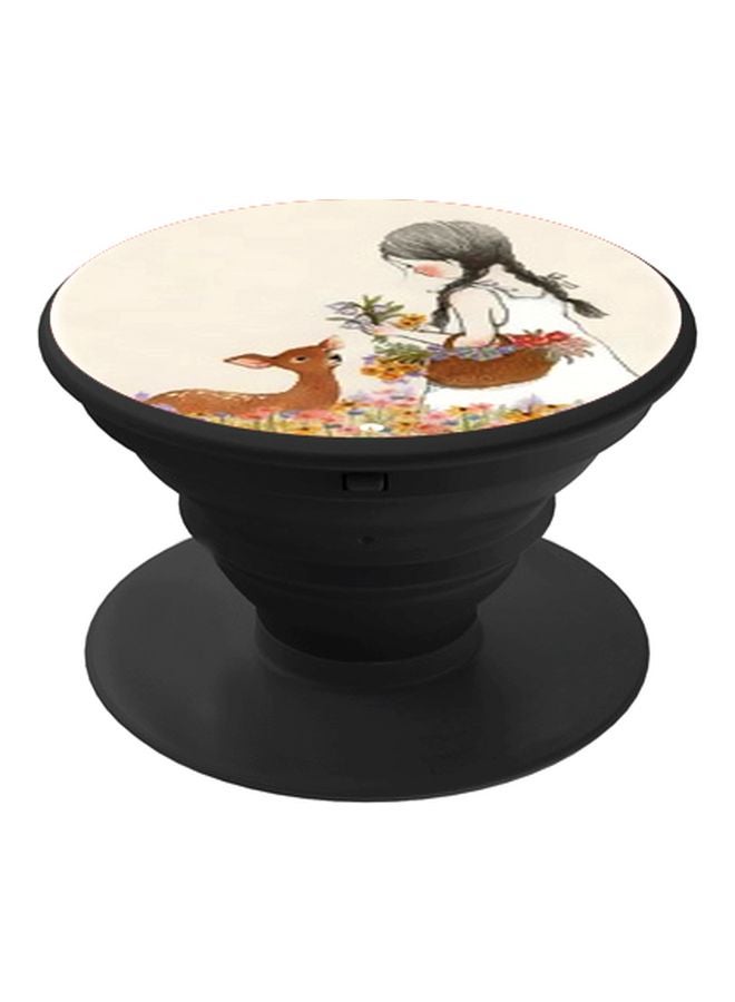 بي بي حامل هاتف بوب سوكيت بطبعة فتاة بيج/أبيض/ أسود - Image 1