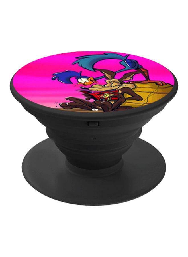 BP Cartoon Printed Pop Socket Phone Holder Brown/Pink/Black - Image 1