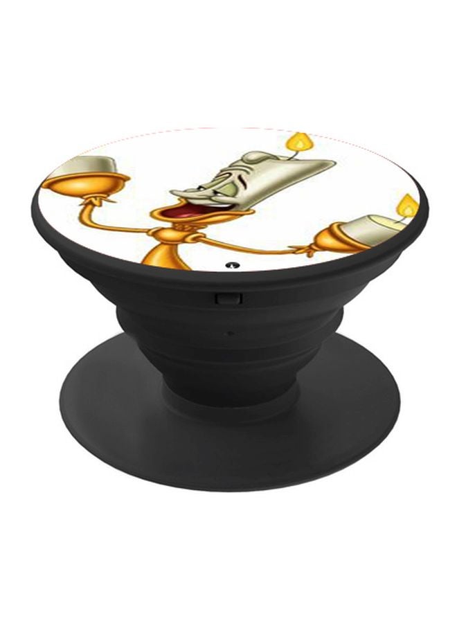 BP Cartoon Printed Pop Socket Phone Holder White/Gold/Black - Image 1