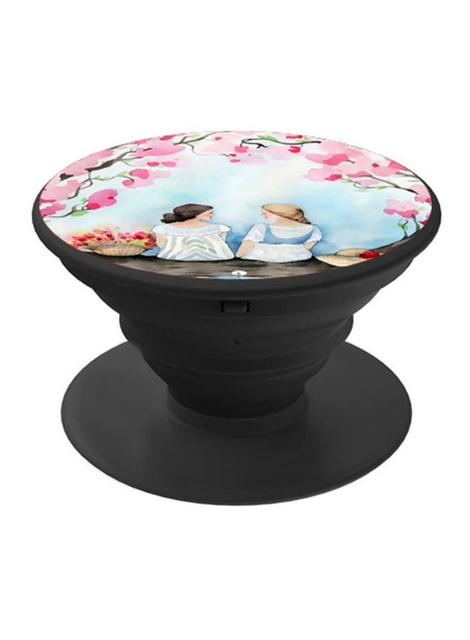 BP Animated Girl Printed Pop Socket Phone Holder Blue/Pink/White - Image 1