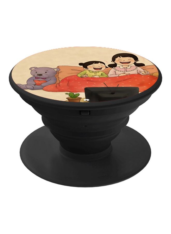 BP Cartoon Printed Pop Socket Phone Holder Beige/Orange/Black - Image 1