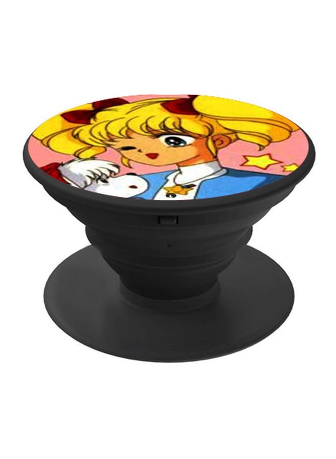 BP Anime Printed Pop Socket Phone Holder Pink/Yellow/Black - Image 1
