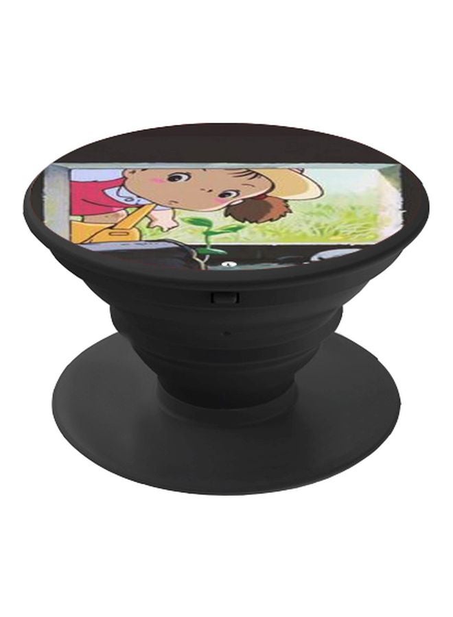 BP Cartoon Printed Pop Socket Phone Holder Black/Green/Beige - Image 1