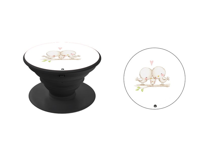 BP Birds Printed Pop Socket Phone Holder White/Grey - Image 2