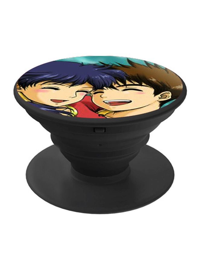 BP Cartoon Printed Pop Socket Phone Holder Beige/Brown/Blue - Image 1