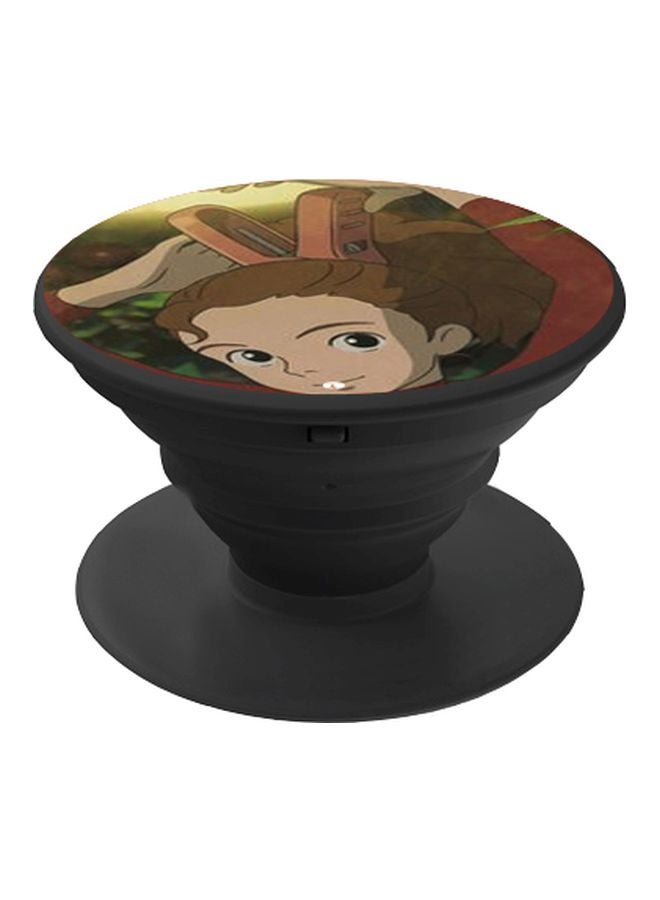 BP Cartoon Girl Printed Pop Socket Phone Holder Brown/Beige/Green - Image 1