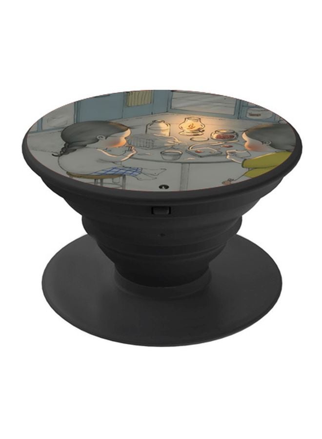 بي بي حامل هاتف بوب سوكيت مطبوع بتصميم فتاة صغيرة أسود/رمادي/أزرق - Image 1