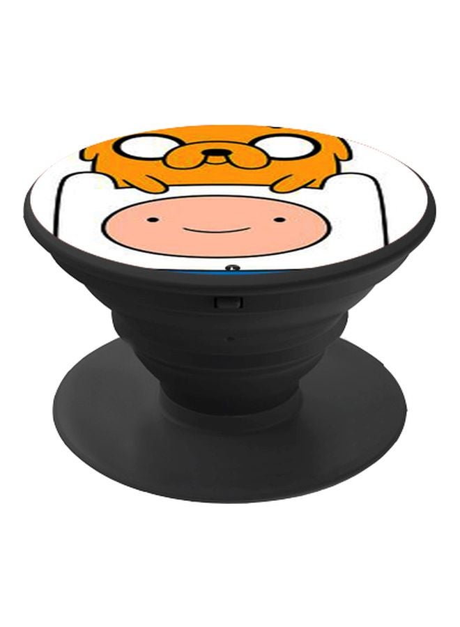 بي بي حامل هاتف على شكل مقبض أصابع منبثق بطبعة رسومات كرتونية أبيض/وردي/أصفر - Image 1