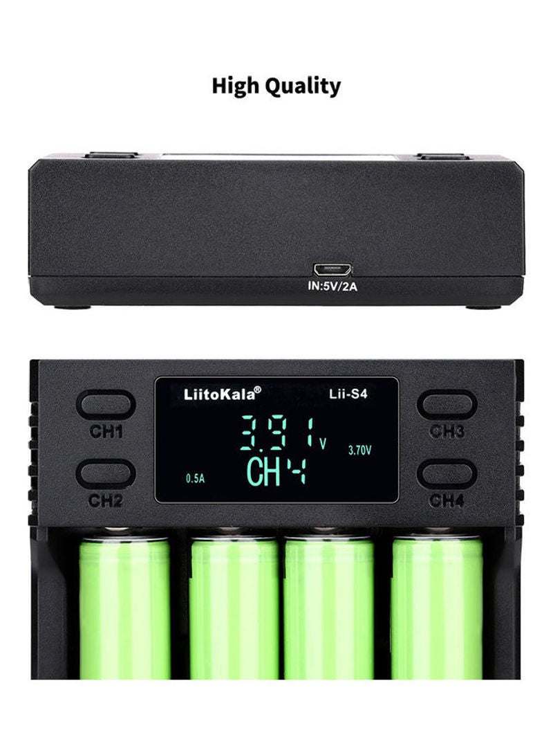 4-Slot Micro USB DC Battery Charger Black