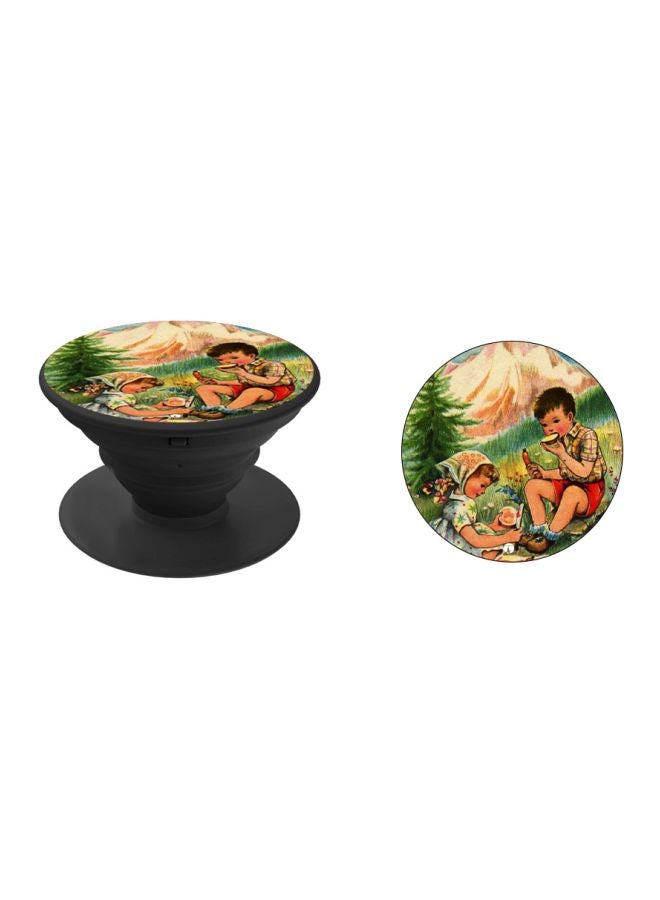BP Cartoon Printed Pop Socket Phone Holder Black/Green/Beige - Image 2