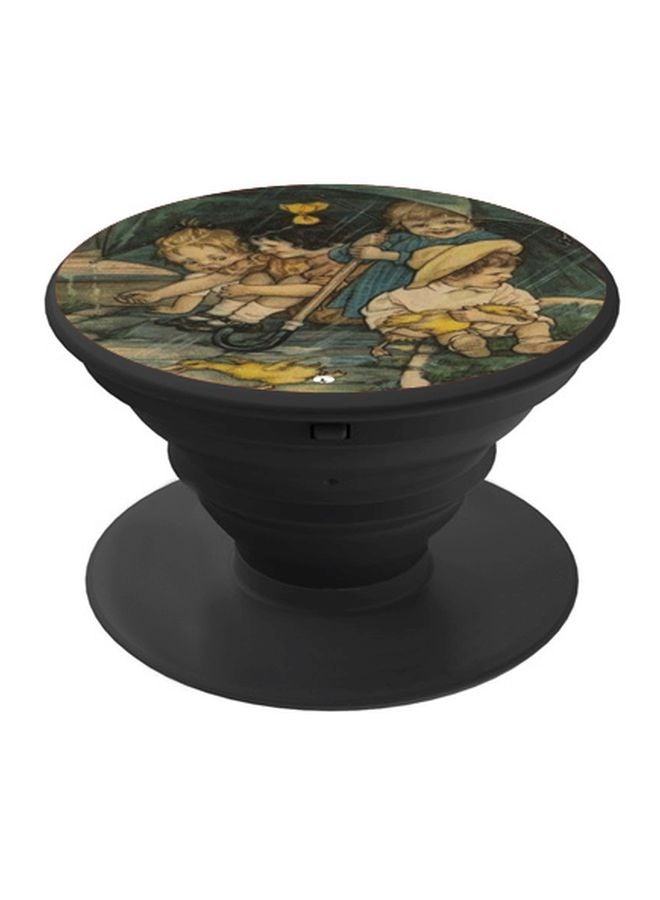 BP Cartoon Printed Pop Socket Phone Holder Black/Beige/Blue - Image 1