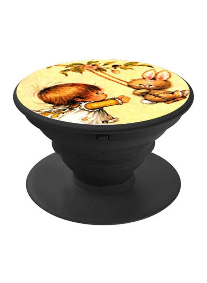 BP Cartoon Printed Pop Socket Phone Holder Yellow/White/Black - Image 1