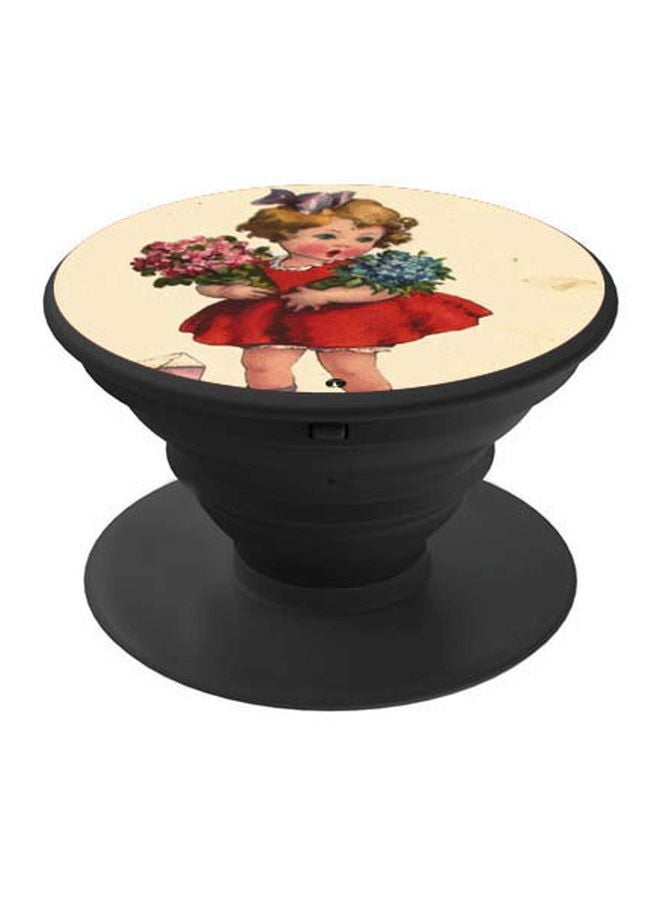 BP Girl Printed Pop Socket Phone Holder Beige/Red/Black - Image 1
