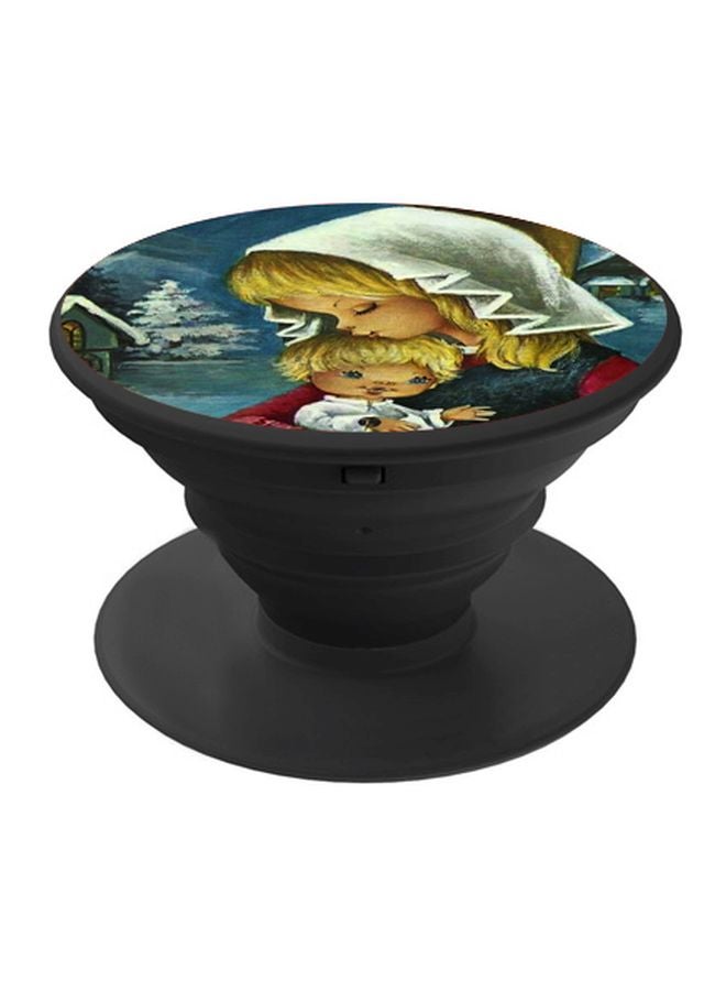 بي بي حامل هاتف على شكل مقبض أصابع منبثق بطبعة رسومات كرتونية بيج/أزرق/أسود - Image 1