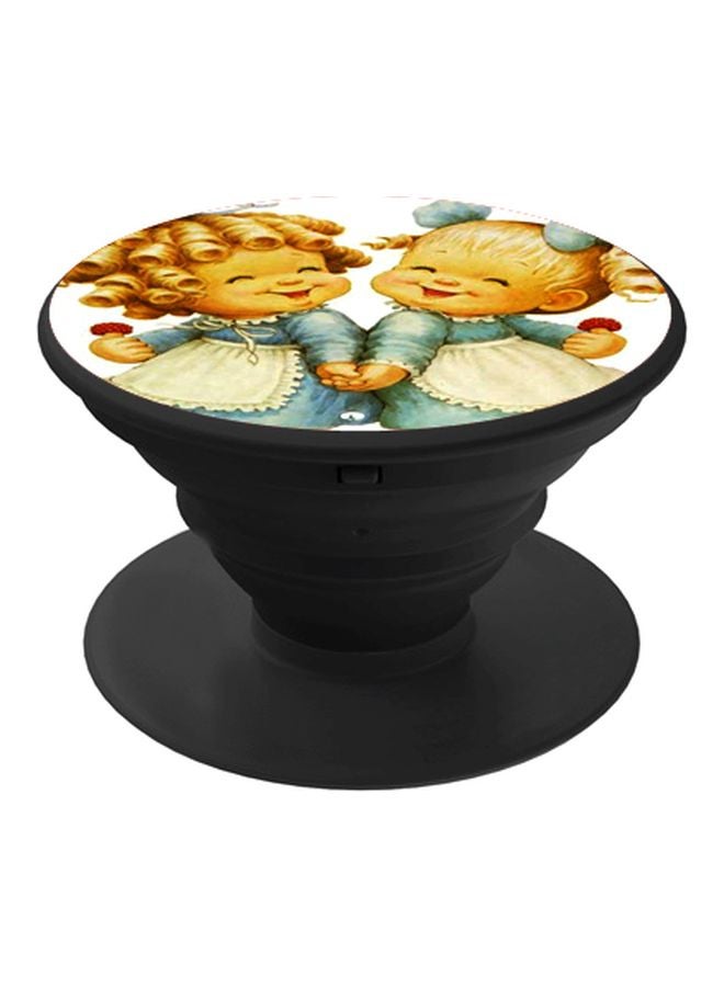 بي بي حامل هاتف على شكل مقبض أصابع منبثق بطبعة رسومات كرتونية أزرق\بيج\أسود - Image 1