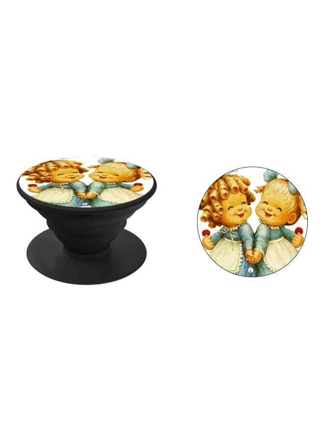 بي بي حامل هاتف على شكل مقبض أصابع منبثق بطبعة رسومات كرتونية أزرق\بيج\أسود - Image 2