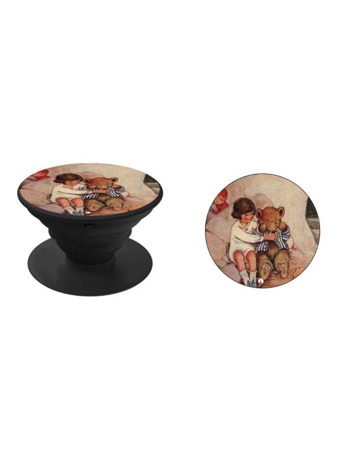 BP Cartoon Printed Pop Socket Phone Holder Brown/White/Black - Image 2