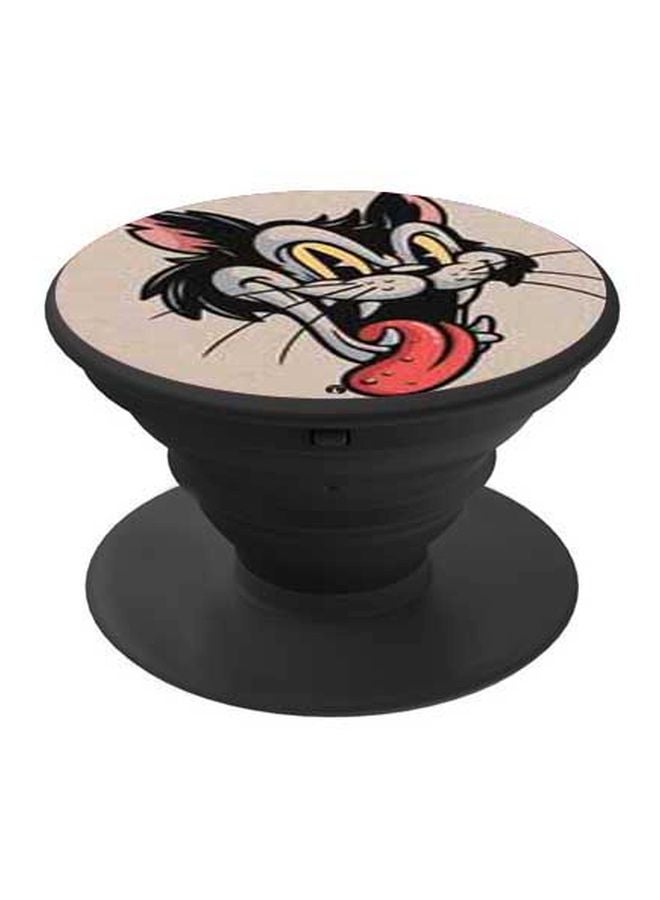 بي بي حامل هاتف على شكل مقبض أصابع منبثق بطبعة رسومات كرتونية بيج/أحمر/أسود - Image 1