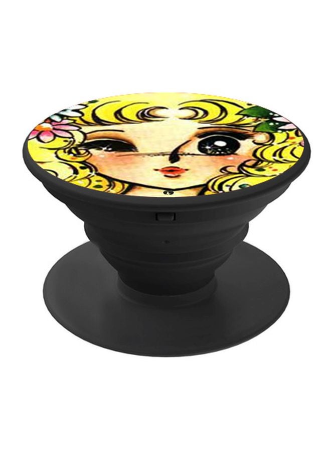 بي بي حامل هاتف بوب سوكيت بطبعة فتاة أصفر/ بيج/ أسود - Image 1