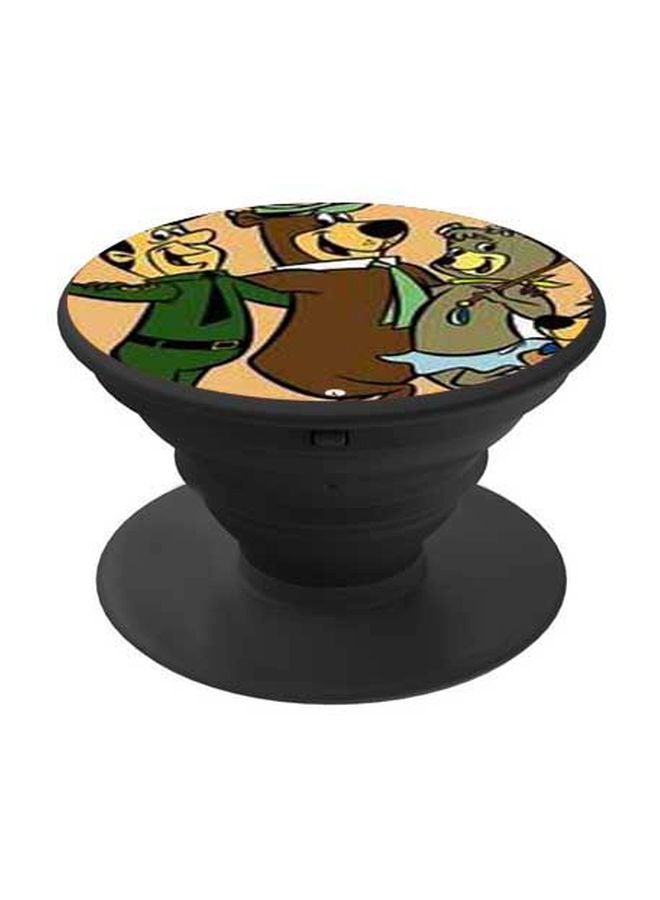 بي بي حامل هاتف على شكل مقبض أصابع منبثق بطبعة رسومات كرتونية بيج/بني/أسود - Image 1