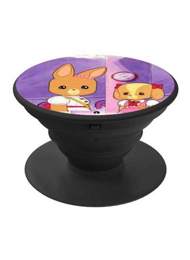 BP Cartoon Printed Pop Socket Phone Holder Purple/Beige/Black - Image 1