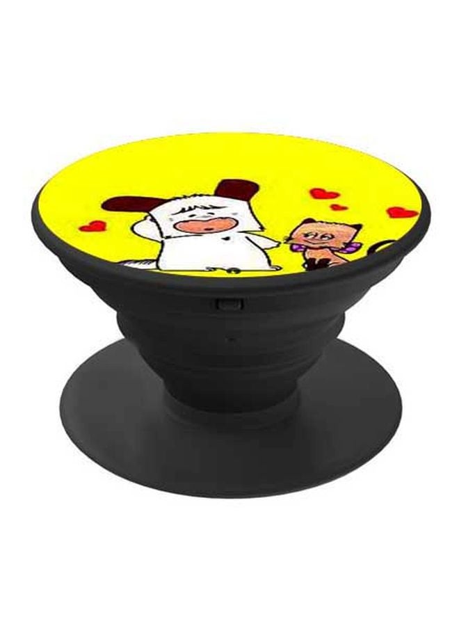 BP Cartoon Printed Pop Socket Phone Holder Yellow/White/Black - Image 1