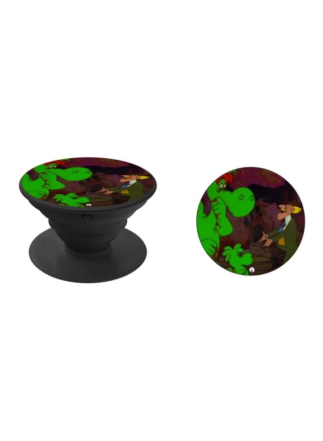 BP Cartoon Printed Pop Socket Phone Holder Green/Purple/Black - Image 2