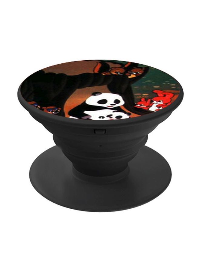BP Panda Printed Pop Socket Phone Holder Black/Brown/White - Image 1