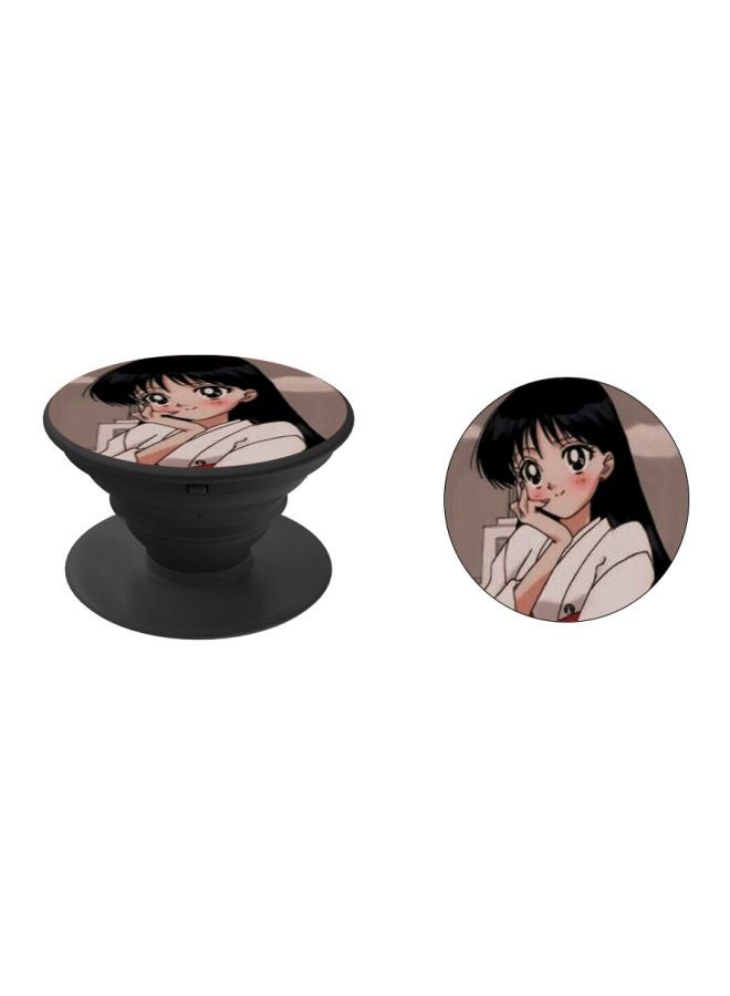 BP Anime Girl Printed Pop Socket Phone Holder Grey/White/Black - Image 2
