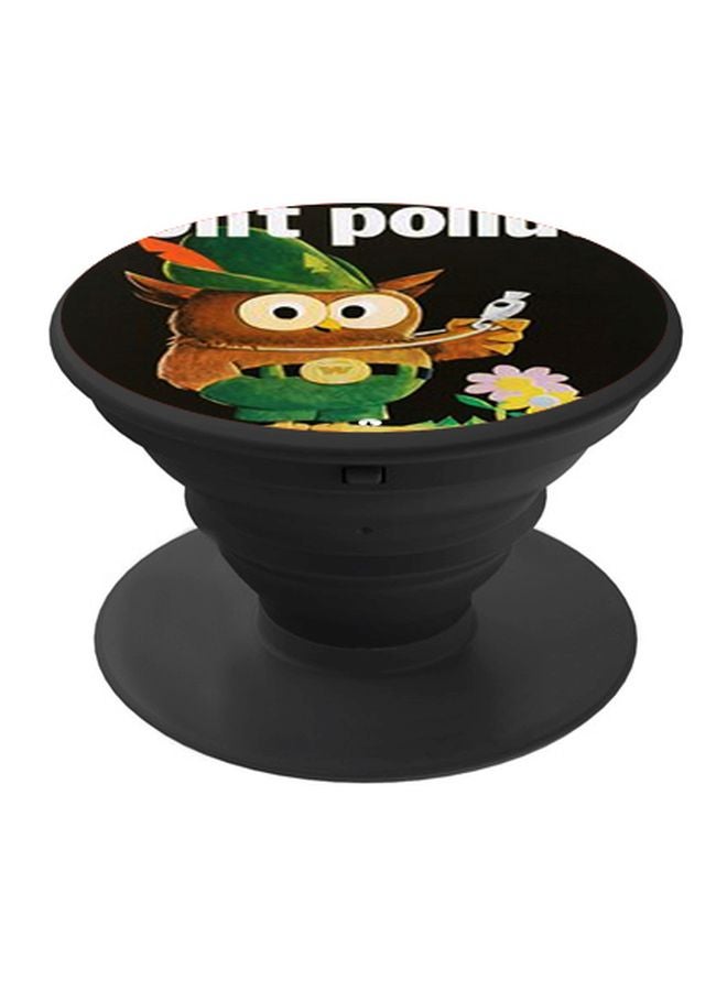 BP Cartoon Printed Pop Socket Phone Holder Black/Brown/Green - Image 1