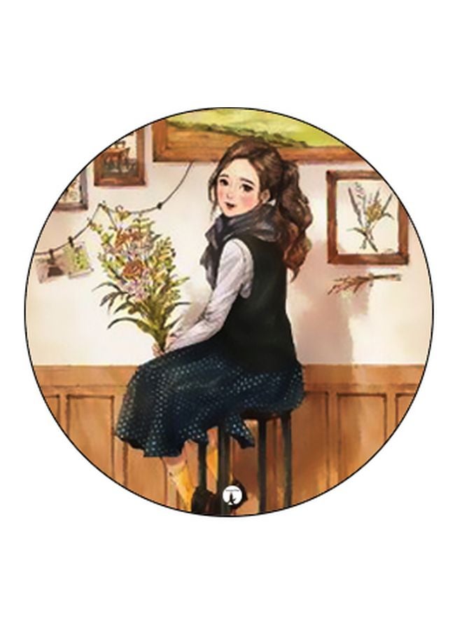 BP Cartoon Girl Printed Pop Socket Phone Holder Brown/Blue/Beige - Image 2