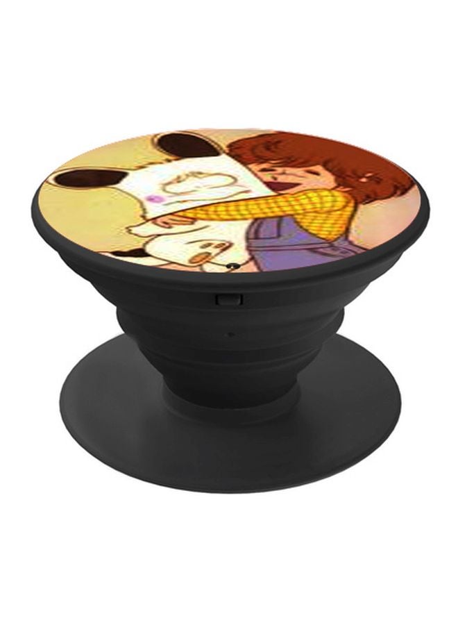 BP Cartoon Printed Pop Socket Phone Holder White/Yellow/Brown - Image 1