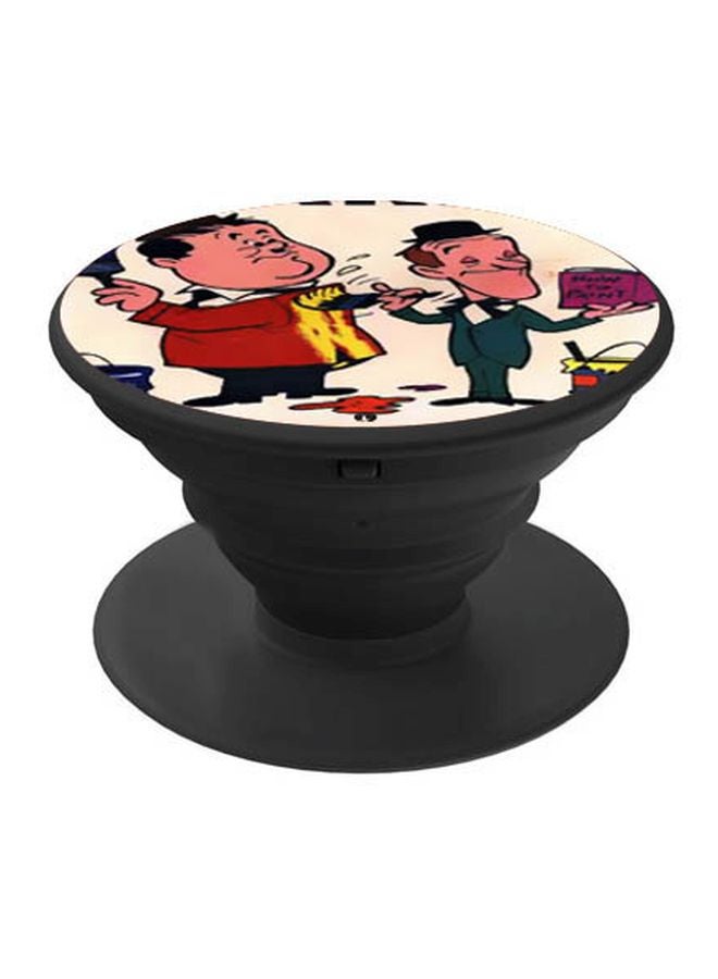 BP Cartoon Printed Pop Socket Phone Holder Beige/Red/Grey - Image 1