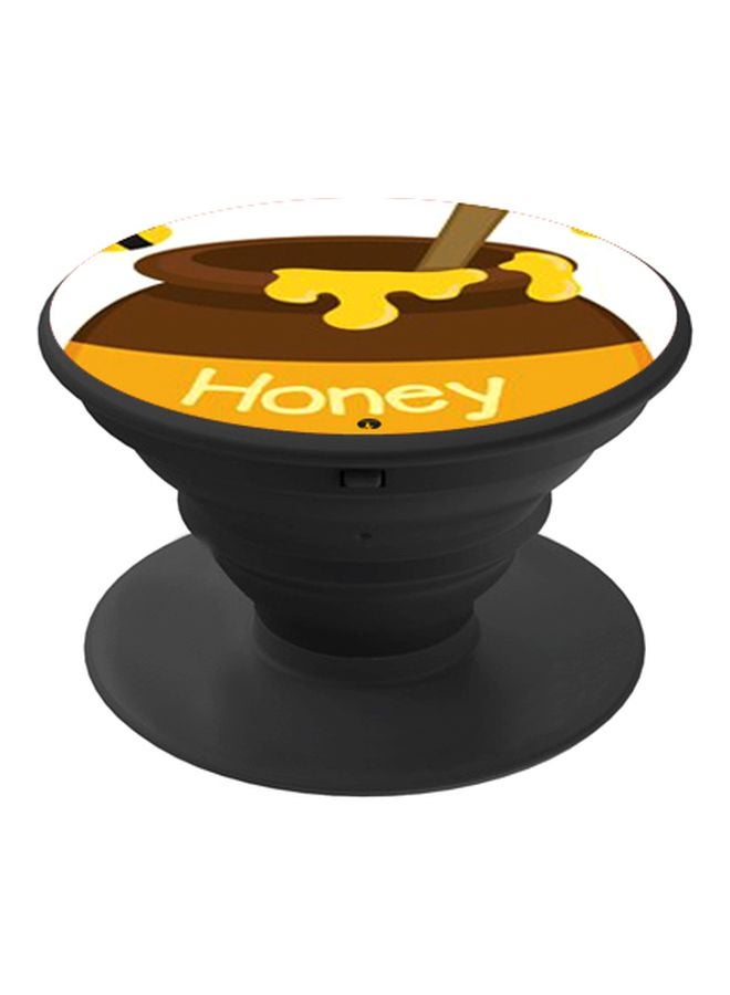 BP Honey Printed Pop Socket Phone Holder Yellow/Brown/White - Image 1
