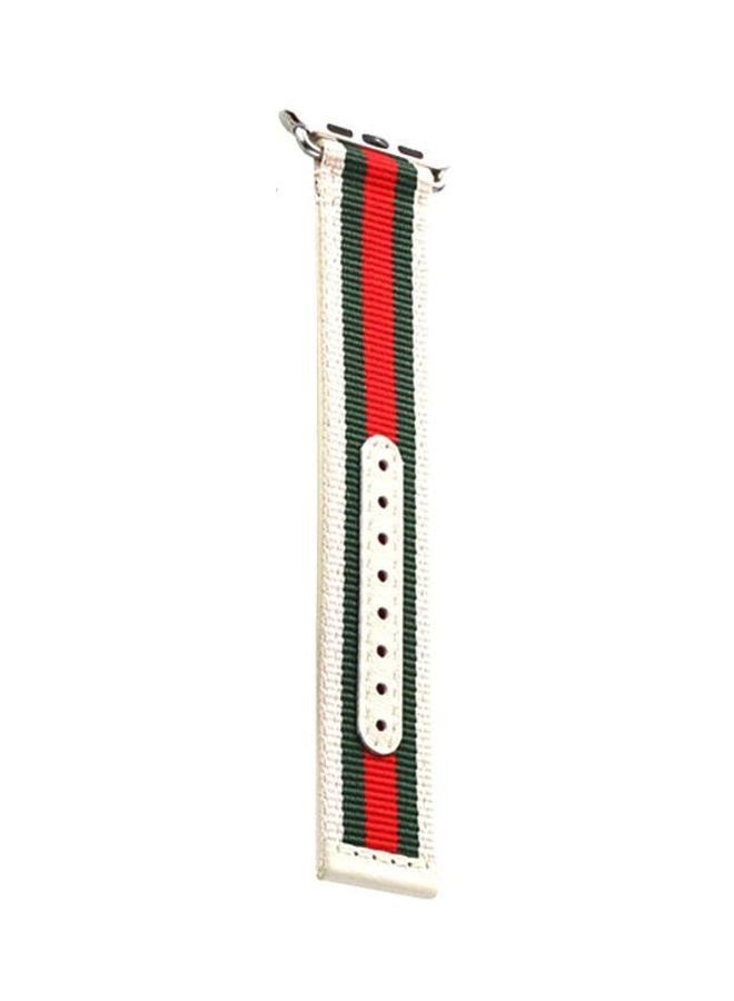 Ozone Nylon Leather Strap For Apple Watch 44mm Series 4 / 42mm Series 3 / 2 / 1 Black/Red/White - Image 1
