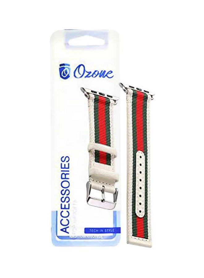 Ozone Nylon Leather Strap For Apple Watch 44mm Series 4 / 42mm Series 3 / 2 / 1 Black/Red/White - Image 3