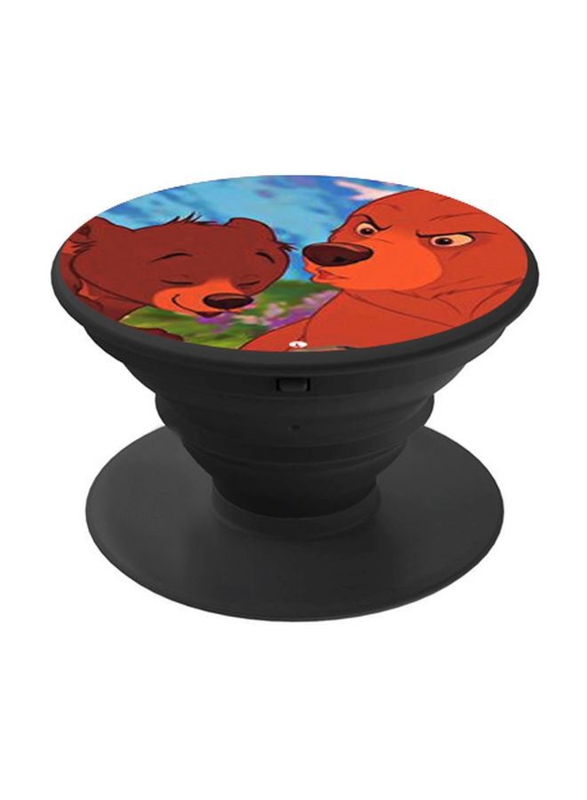 BP Cartoon Printed Pop Socket Phone Holder Brown/Blue - Image 1