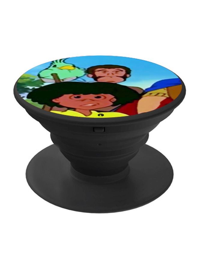 بي بي حامل هاتف على شكل مقبض أصابع منبثق بطبعة رسومات كرتونية أصفر / أخضر / أزرق - Image 1