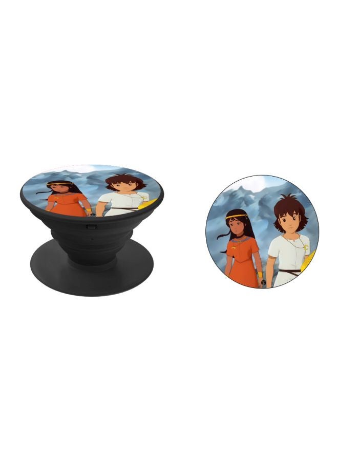 BP Cartoon Girls Printed Pop Socket Phone Holder Orange/White/Blue - Image 2