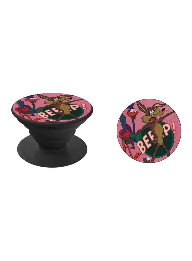 BP Cartoon Printed Pop Socket Phone Holder Brown/White/Black - Image 2