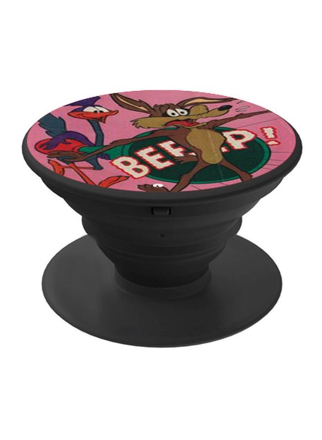 BP Cartoon Printed Pop Socket Phone Holder Brown/White/Black - Image 1