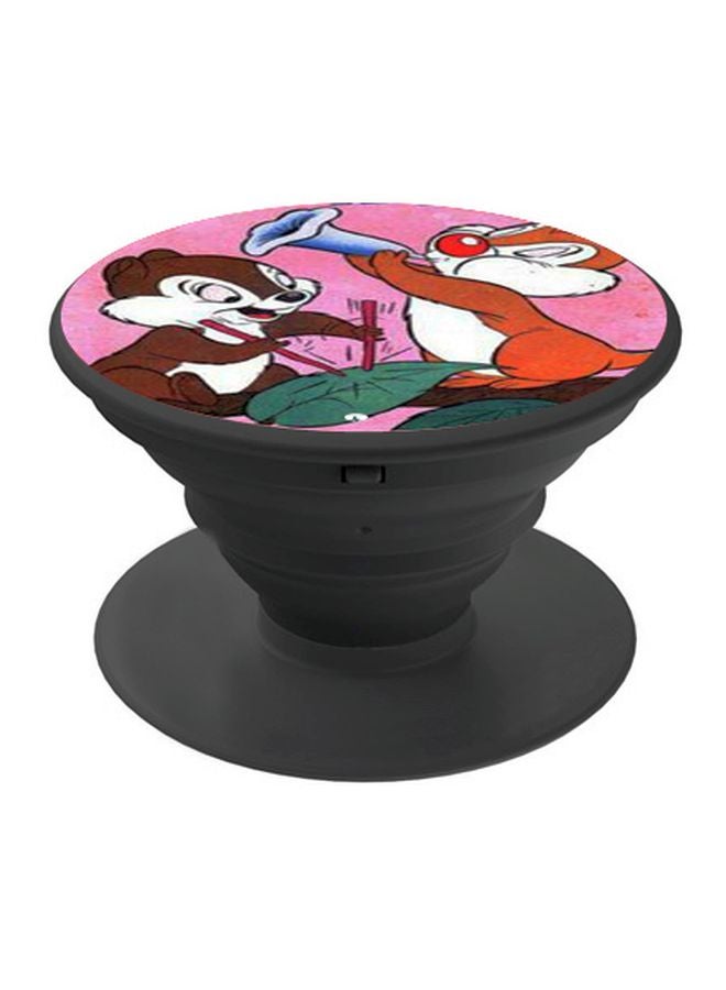 بي بي حامل هاتف على شكل مقبض أصابع منبثق بطبعة رسومات كرتونية وردي/ بني/ أسود - Image 1