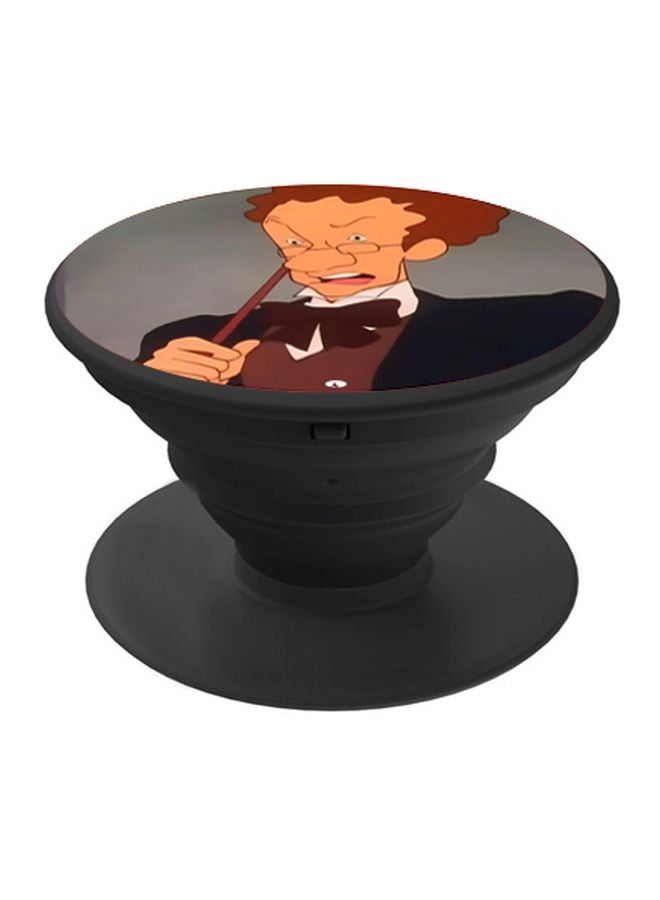 BP Strict Man With Glasses Printed Pop Socket Phone Holder Black/Brown - Image 1