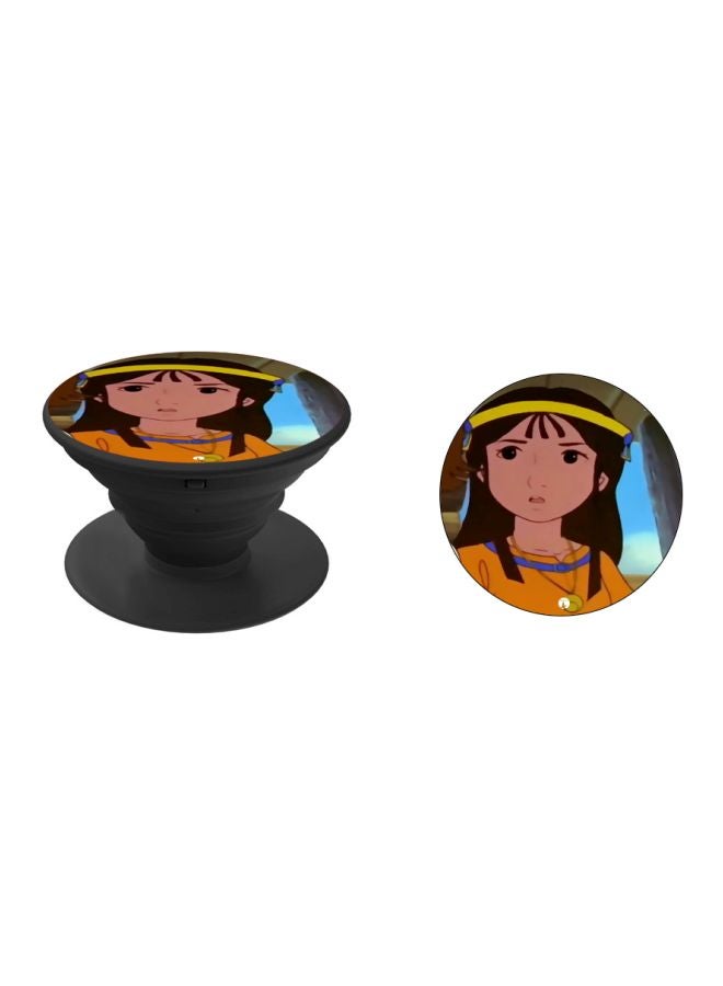BP Cartoon Girl Printed Pop Socket Phone Holder Orange/Yellow/Black - Image 2